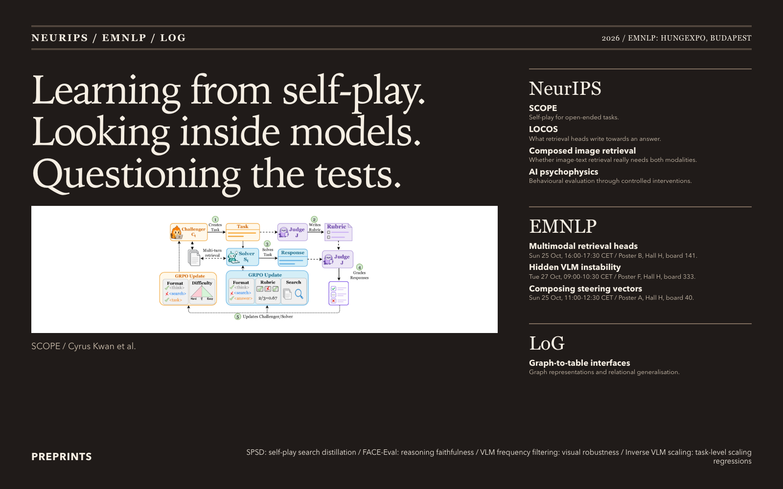 Editorial cover, EMNLP times and locations, Warm ink