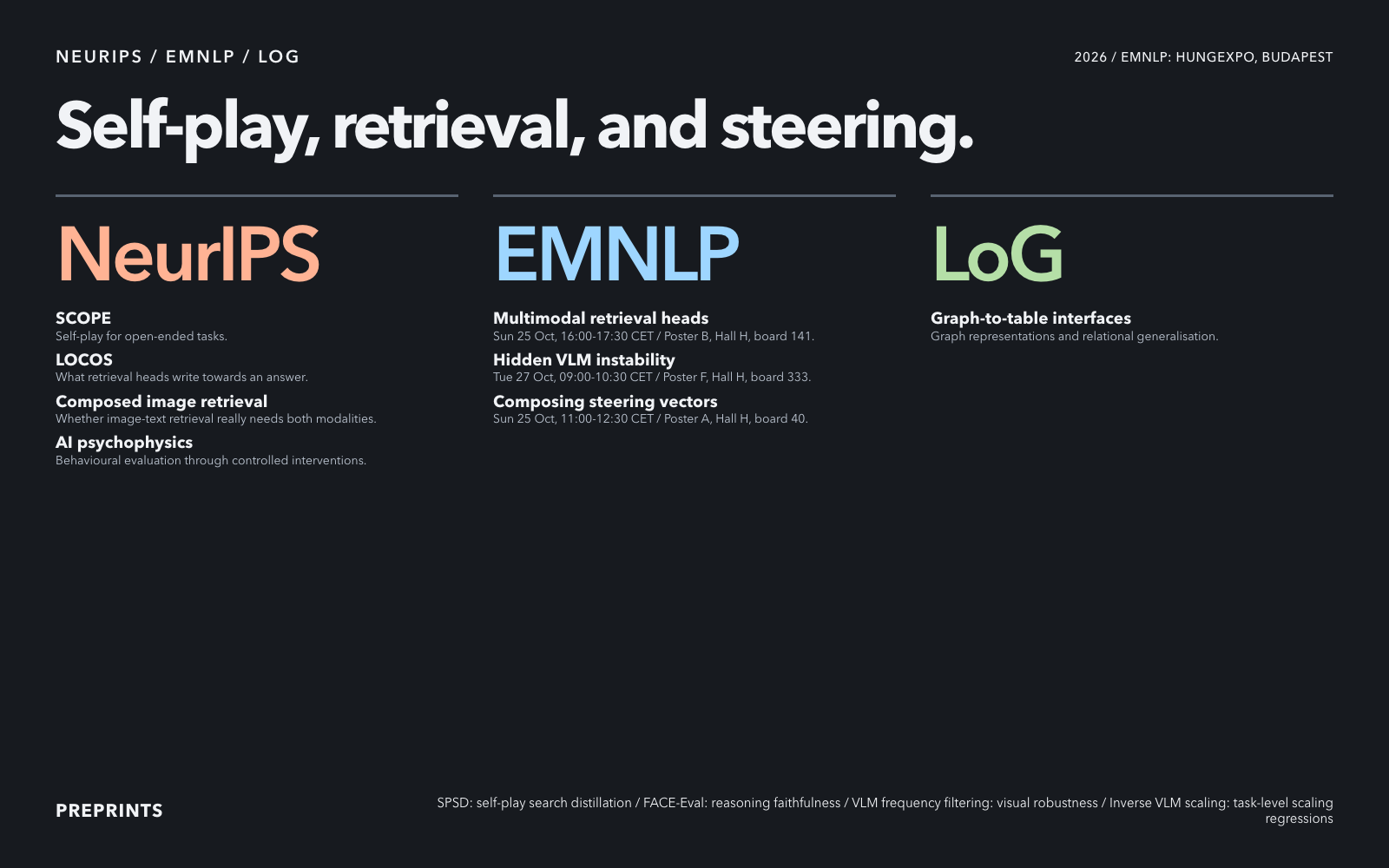 Conference typography, EMNLP times and locations, Graphite