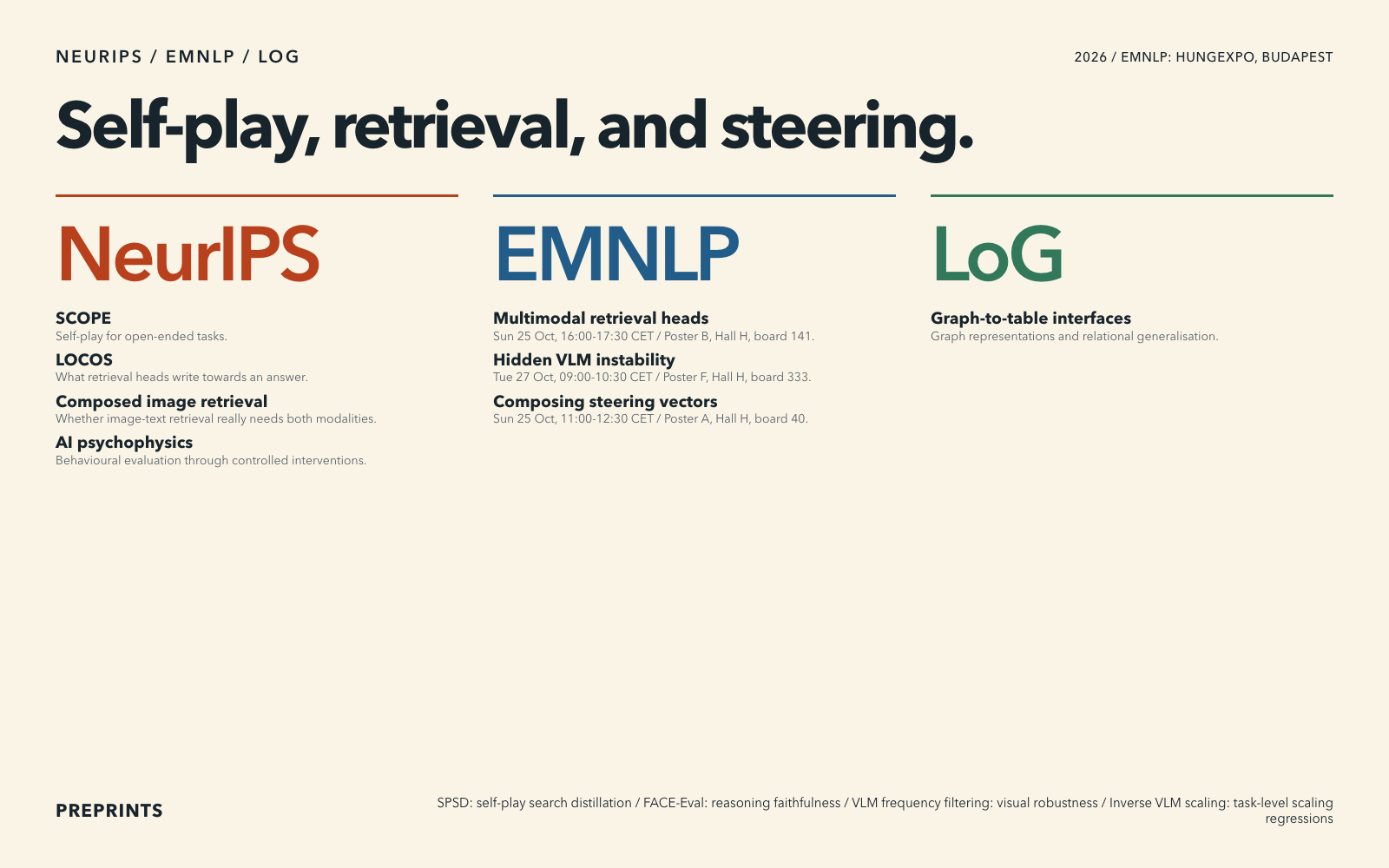 Conference typography, EMNLP times and locations, Light