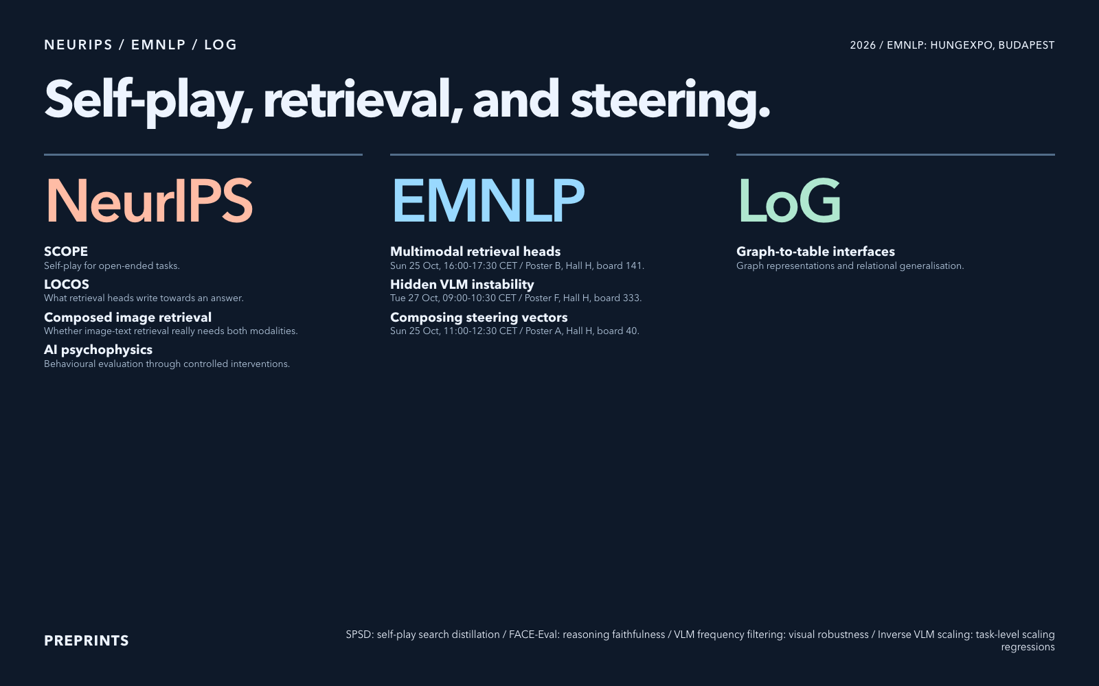 Conference typography, EMNLP times and locations, Midnight