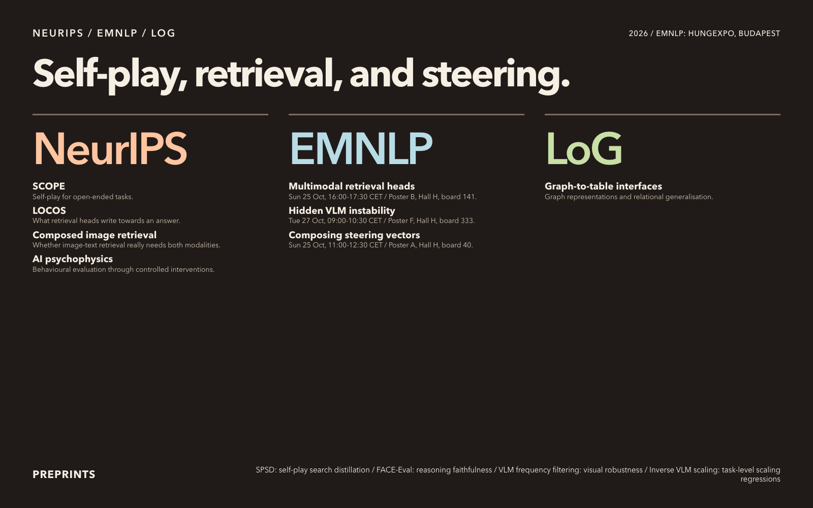 Conference typography, EMNLP times and locations, Warm ink